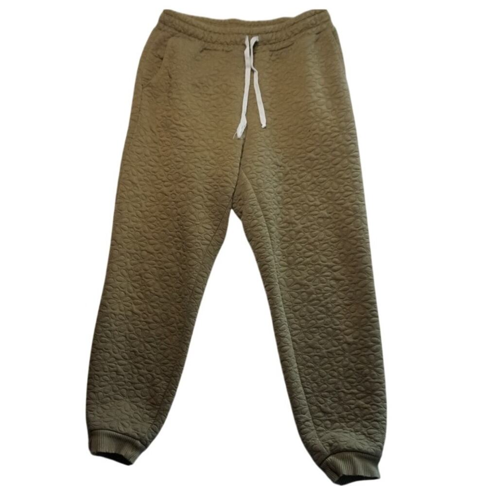 Madewell Green Jacquard Quilted Drawstring Joggers - Size M